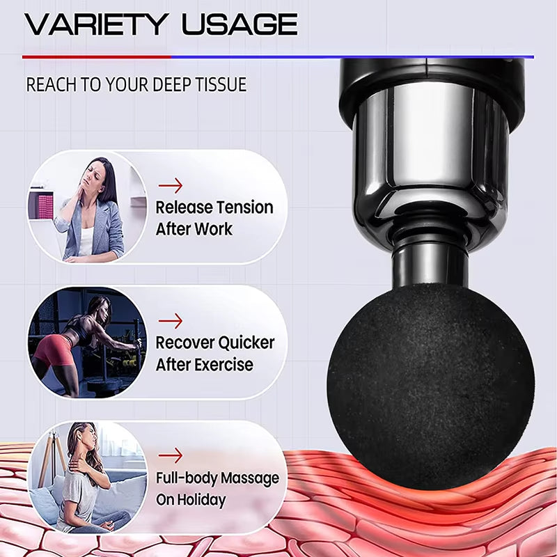 Mini Portable Massage Gun Percussion Massager For Body Neck Deep Tissue Muscle Relaxation Gout Pain Relief