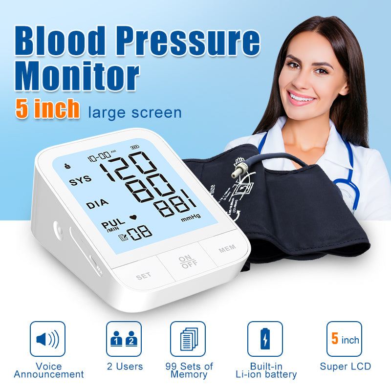 Ziqing Blood Pressure Monitor Bp Meter Home Clinic Use Voice Broadcast Sphygmomanometer Smart Upper Arm Blood Pressure Monitor