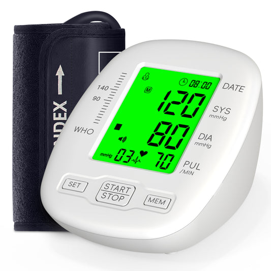 Blood Pressure Monitor, Blood Pressure Cuff 22-42cm - 2 * 99 Sets of Memory, 4*AAA Battery Included, White/Black