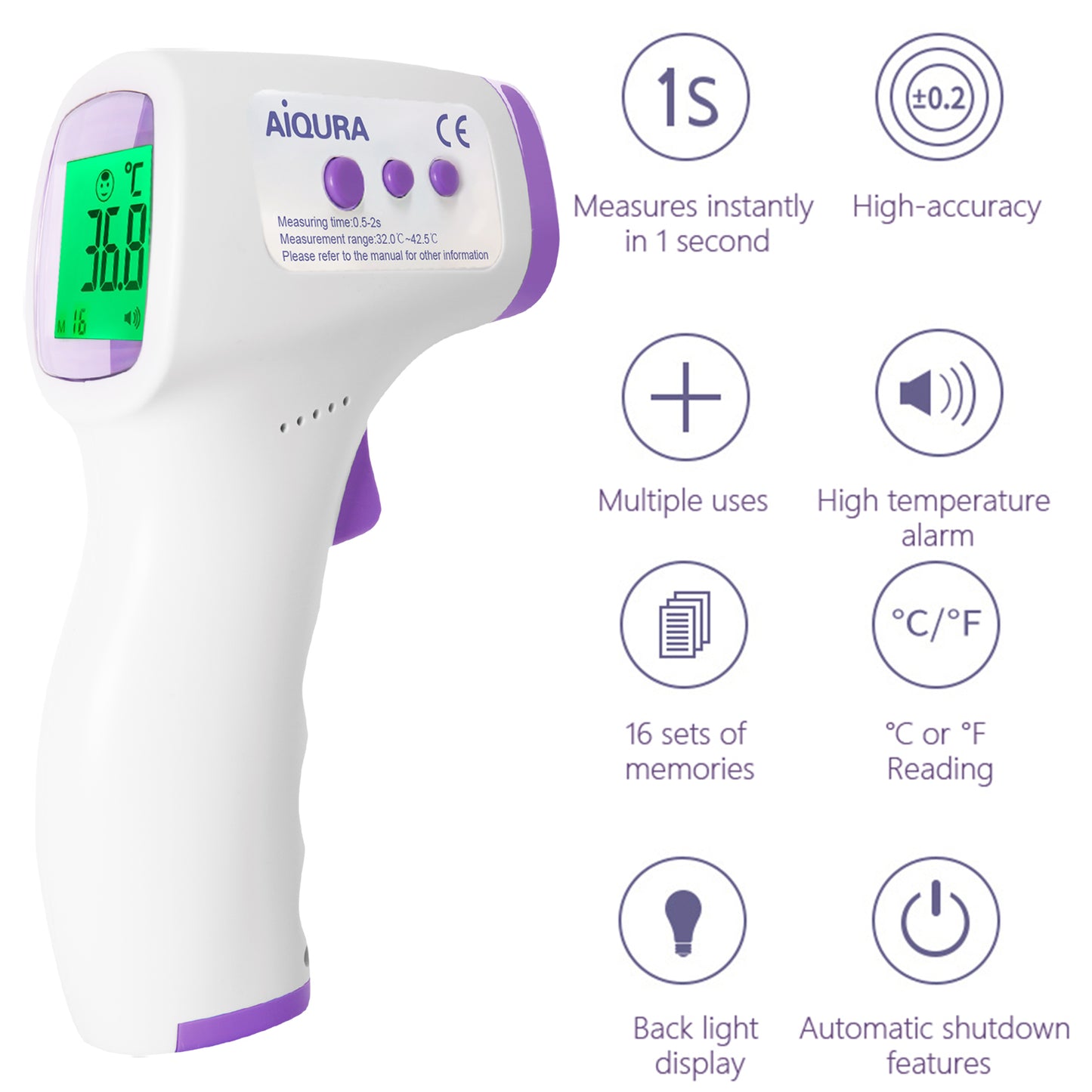 Ziqing Contactless Digital Infrared Thermometer Quick Measure IR Forehead Temperature Clinical Thermometer Baby/Adult