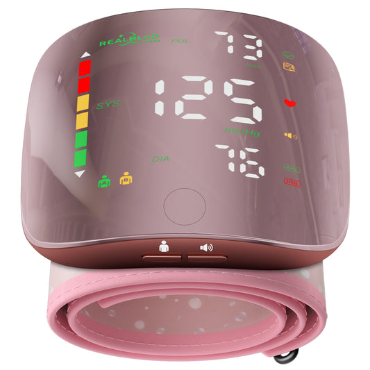 Pink Blood Pressure Monitor Bp Meter Home Clinic Use Backlight Broadcast Sphygmomanometer Smart Wrist Blood Pressure Monitor