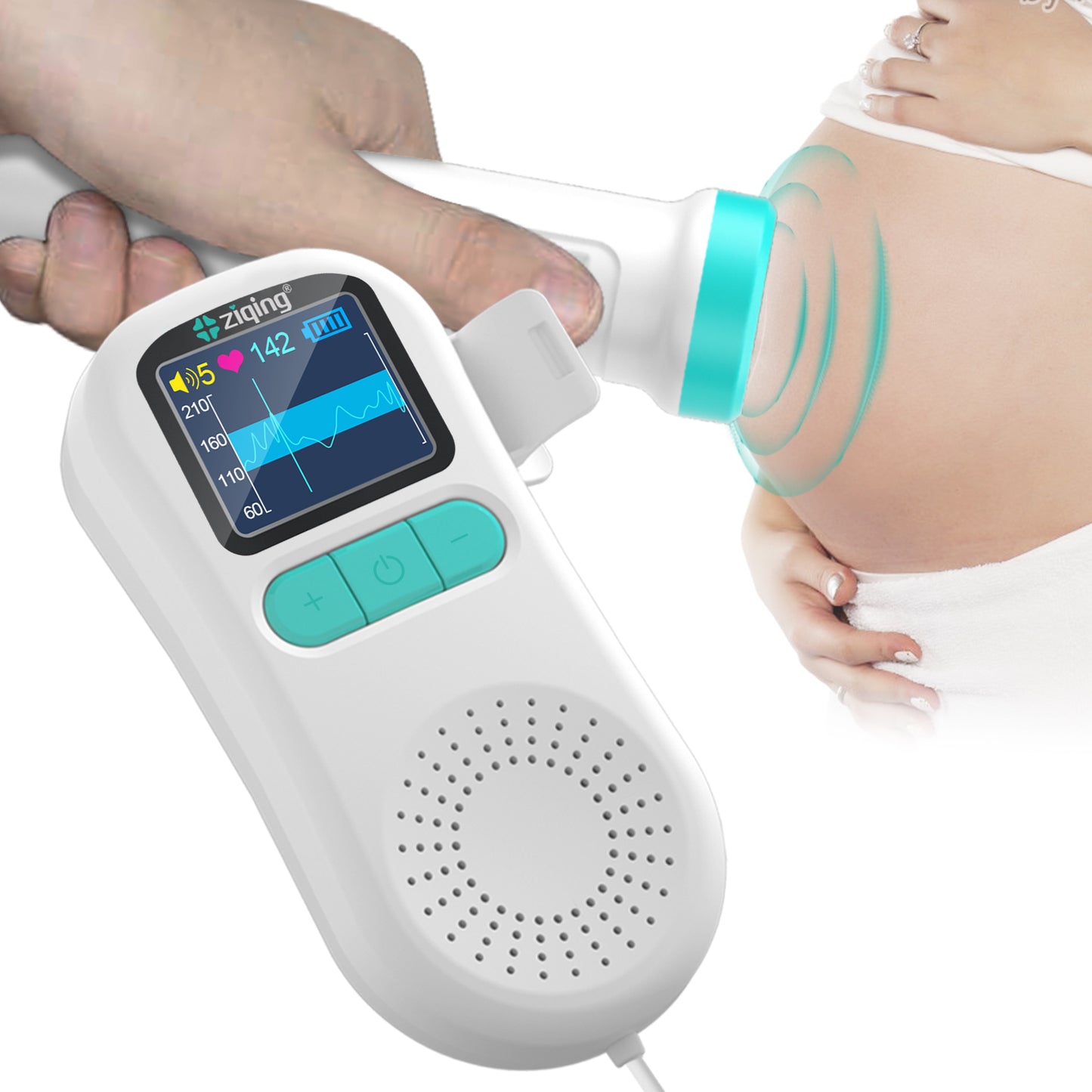 Ziqing Fetal Doppler Heartbeat Detector Baby Care The Device Listen Heartbeat Fetal Pregnancy Ultrasound Heart Rate Detection