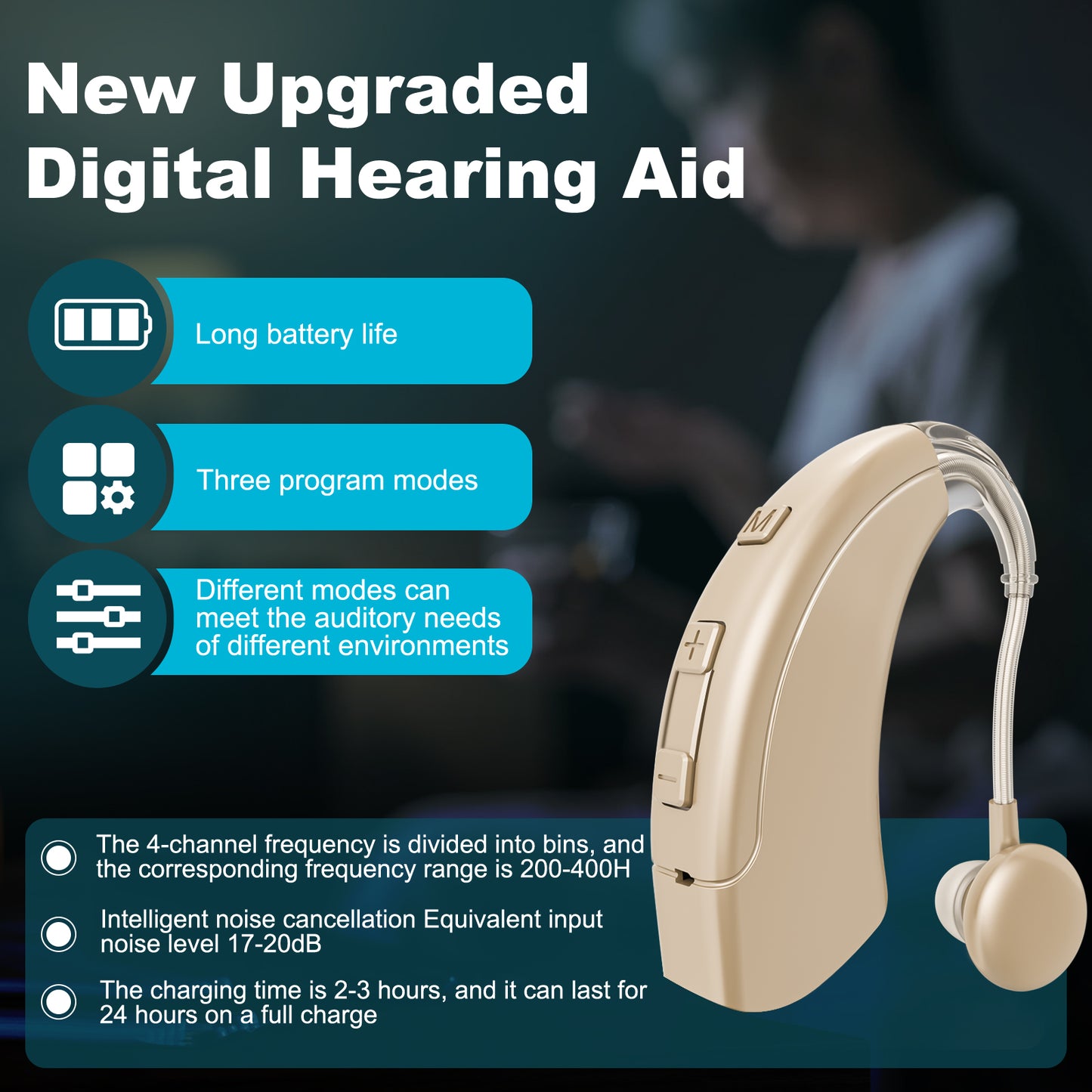 Digital Mini Invisible sound amplifier bte open fit rechargeable hearing aid for elderly adults