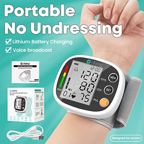 Ziqing Medical Digital Blood Pressure Wrist Monitor Automatic Arm Sphygmoman Tonometer Cuff Tensiometer Heart Rate Pulse Meter