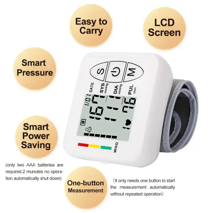 Home Use Wrist Sphygmomanometer Digital Wrist blood pressure monitor BP machine