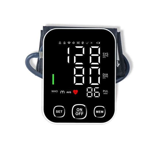 Monitor digital de presión arterial de brazo superior Medidor de pulso Esfigmomanómetro Tonómetro portátil 