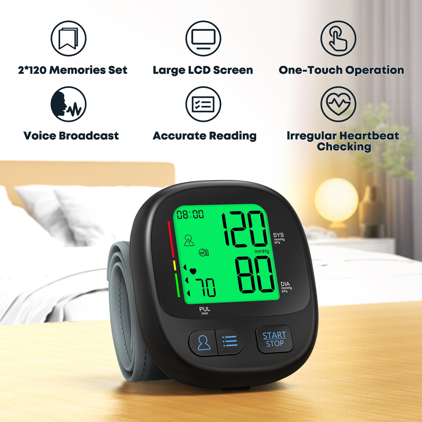 Digital Wrist Blood Pressure Monitor with LCD Display FC-BP210