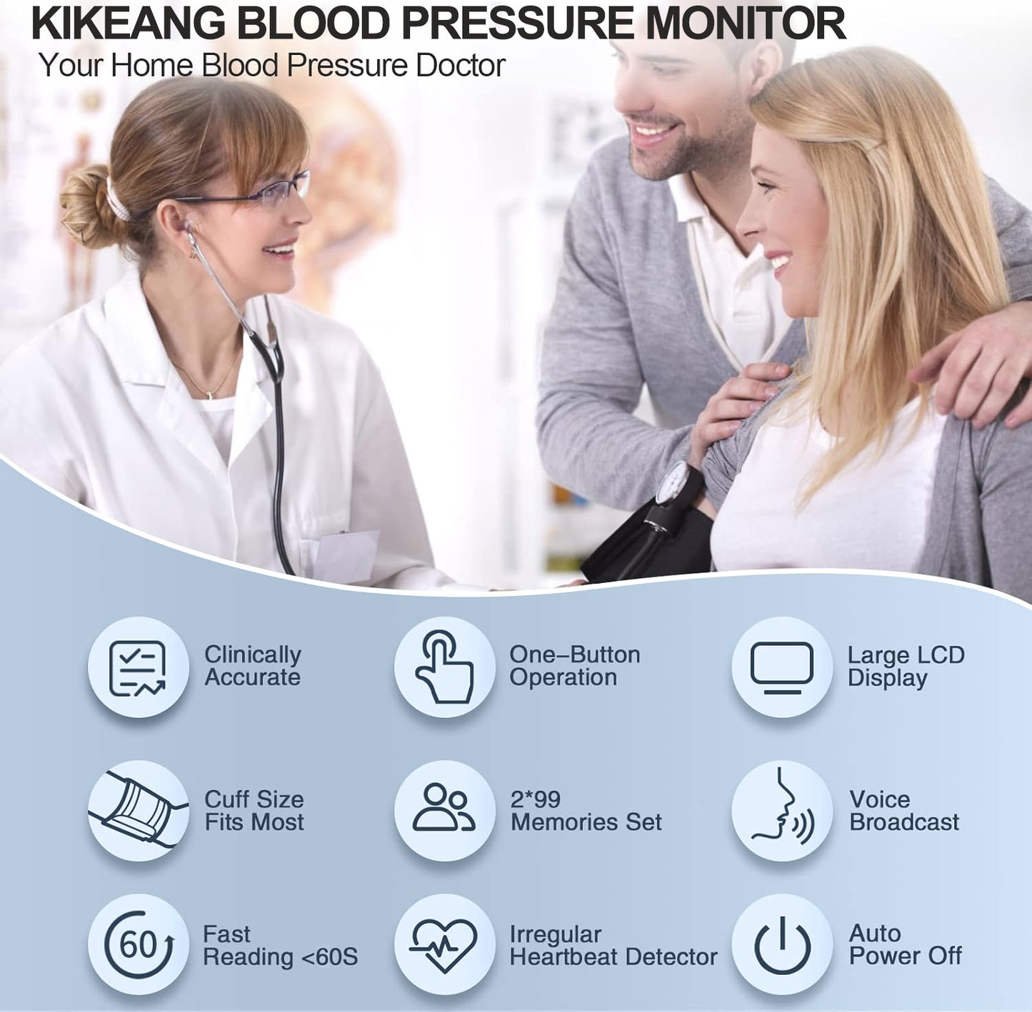 Home Use Tensiometer Digital BP Monitor Upper Arm Blood Pressure Monitor B01D