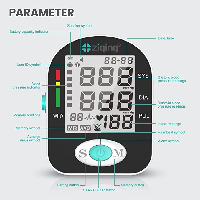 Monitor digital automático de presión arterial XB-06 con máquina para brazalete en la parte superior del brazo, máquina de presión arterial con latidos irregulares y pantalla grande
