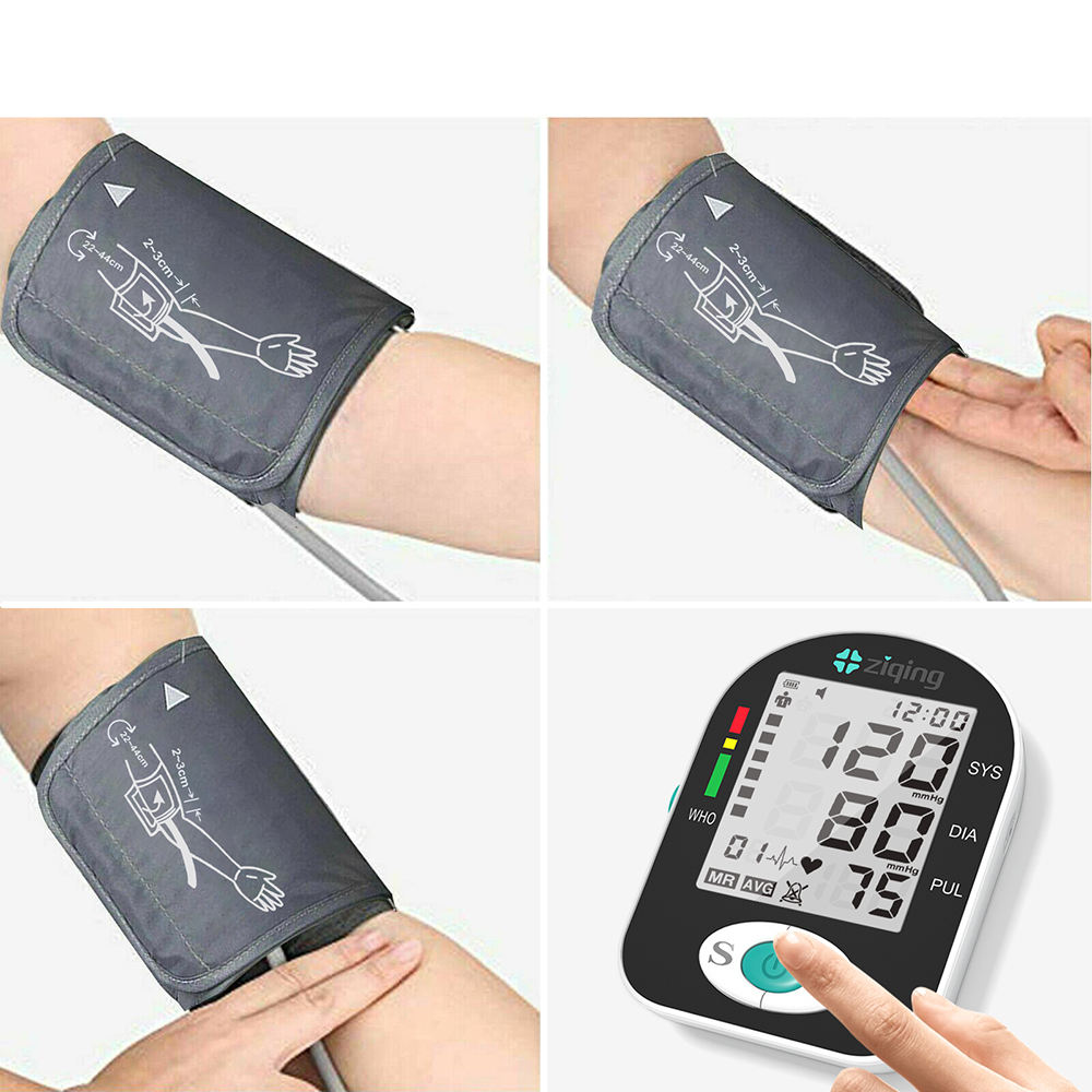 digital upper arm blood pressure monitor sphygmomanometer heart rate pulse monitor household