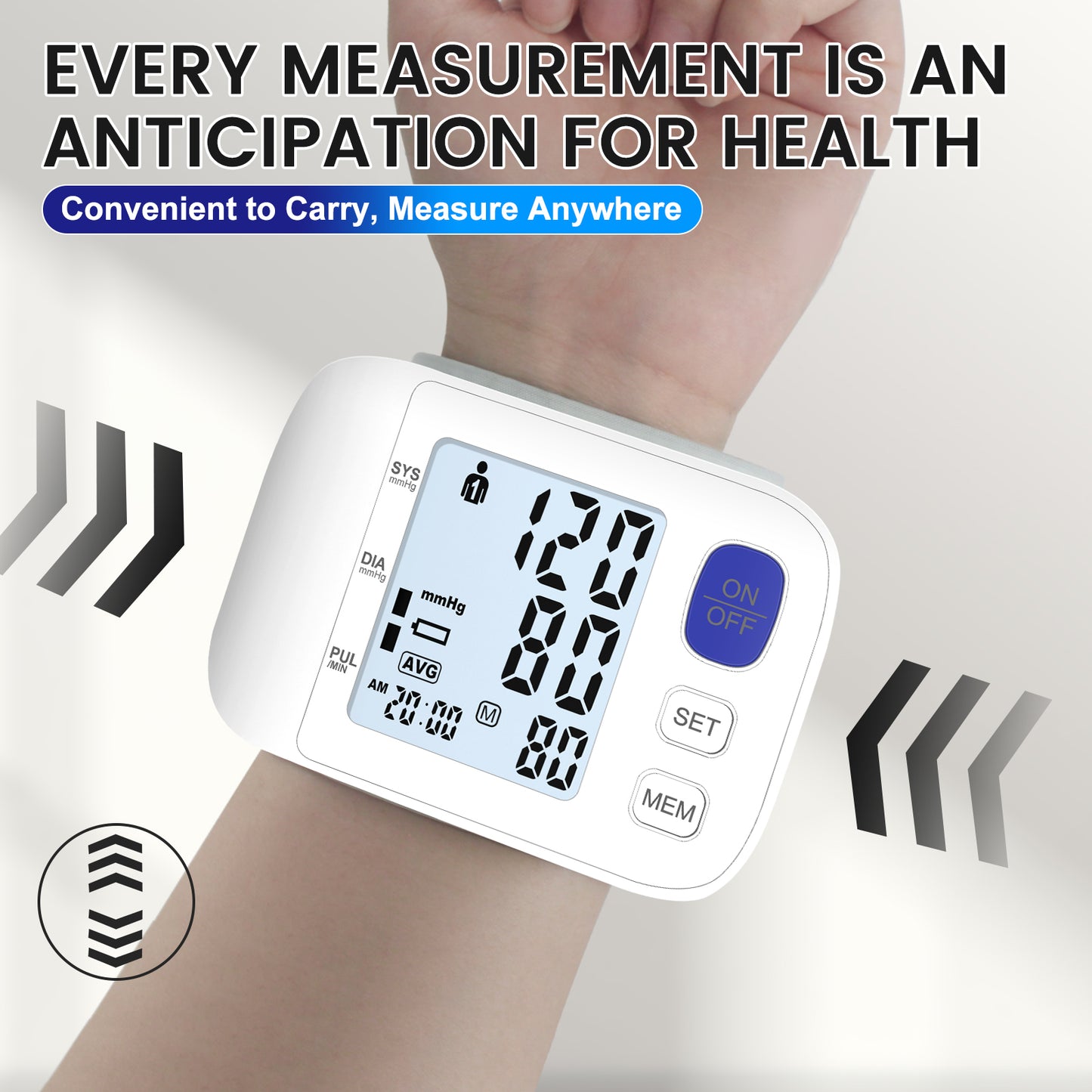 Blood Pressure Meter Home Use Clinic Adjustable Volume Sphygmomanometer Smart Wrist Blood Pressure Monitor