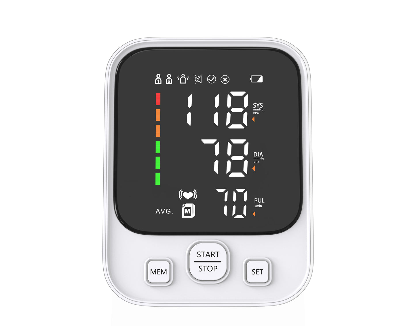 Tensiómetro digital para la parte superior del brazo, pantalla grande, tonómetro LED, esfigmomanómetro, Monitor de ritmo cardíaco, transmisión de voz en inglés 