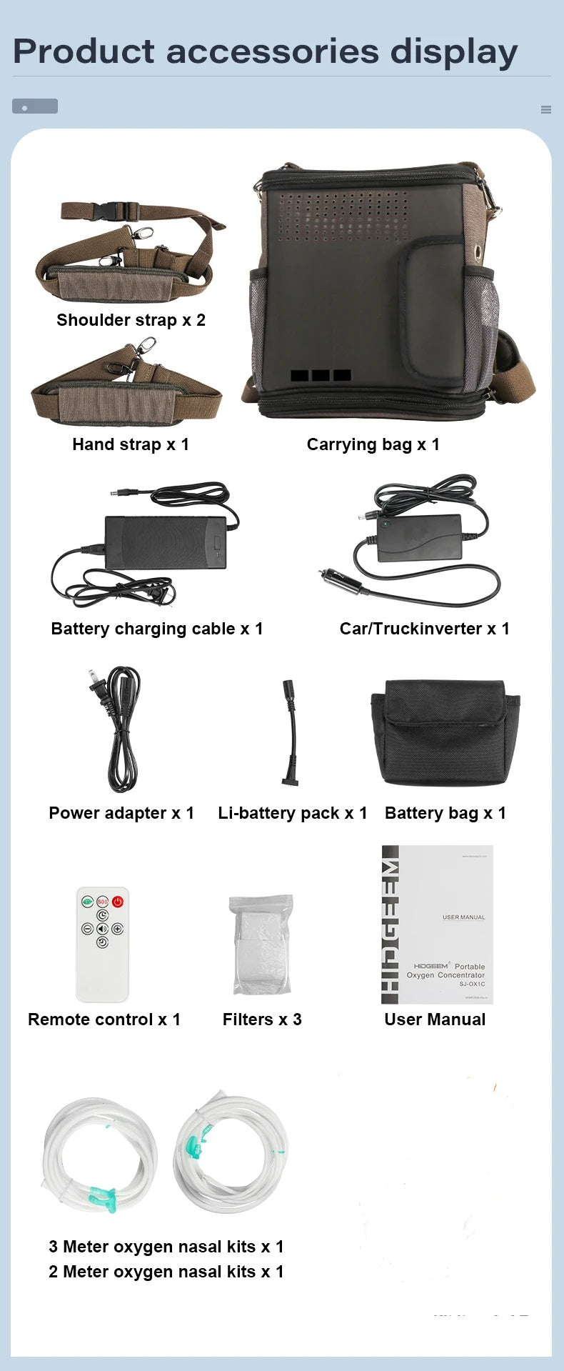 Adjustable 1-6L Flow High Concentration Rechargeable Portable Oxygen Concentrator For Home Travel Use Household Medical Device