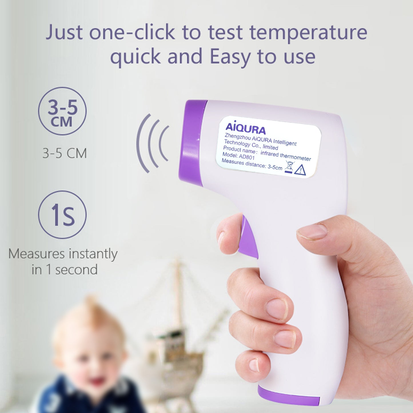 Ziqing Contactless Digital Infrared Thermometer Quick Measure IR Forehead Temperature Clinical Thermometer Baby/Adult